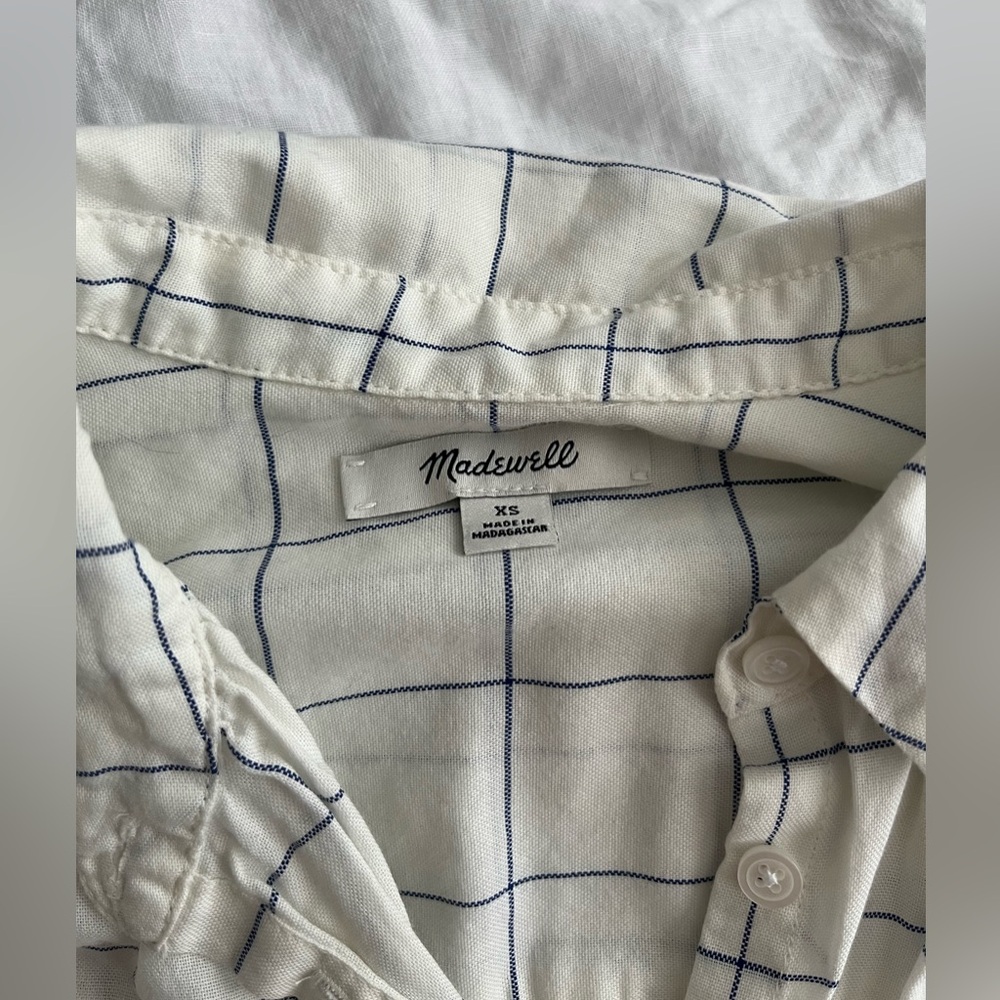 Madewell White Grid Pattern Button Down Shirt - image 6